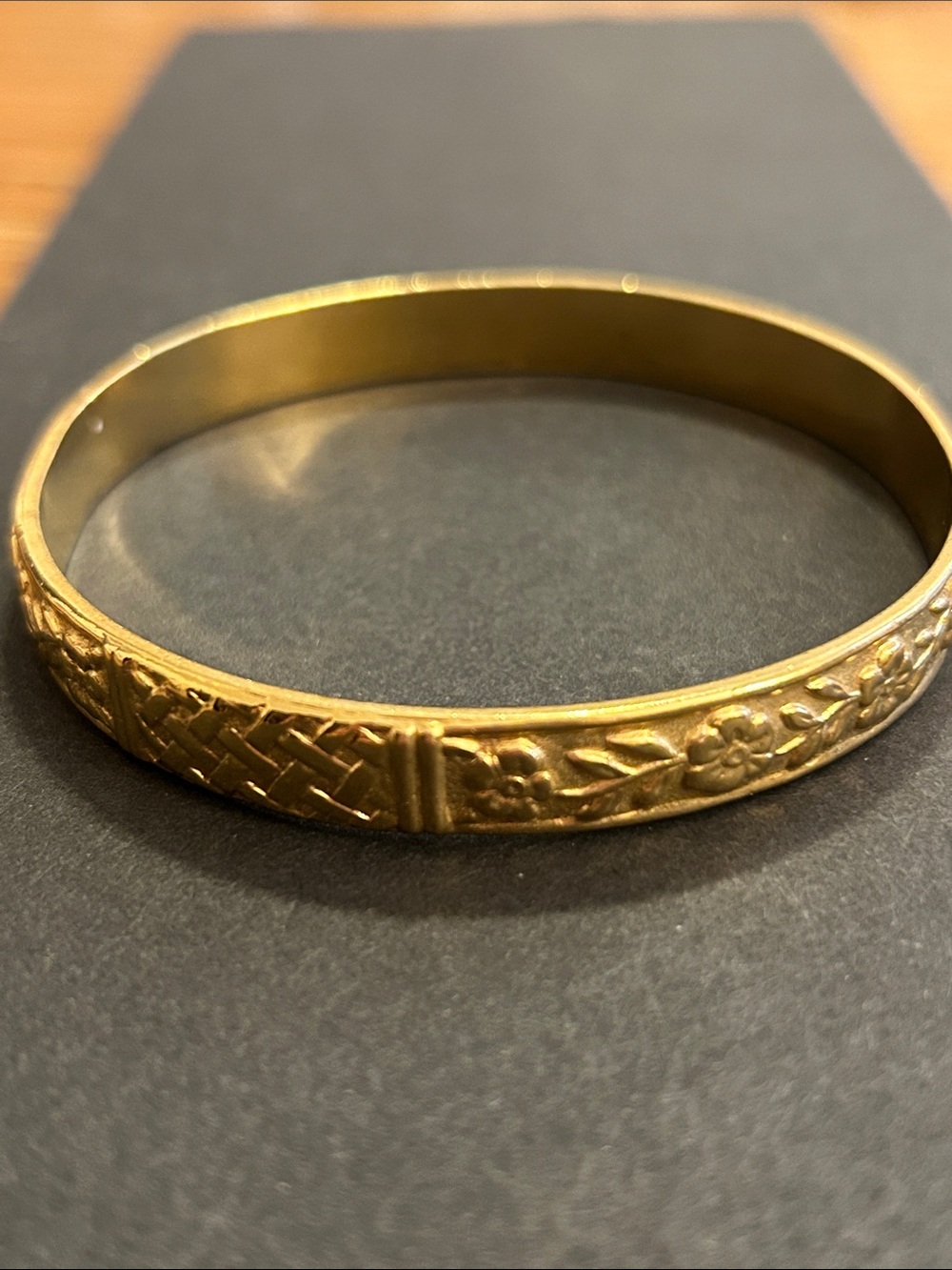 Gold Floral Engraved Women's Bangle Bracelet